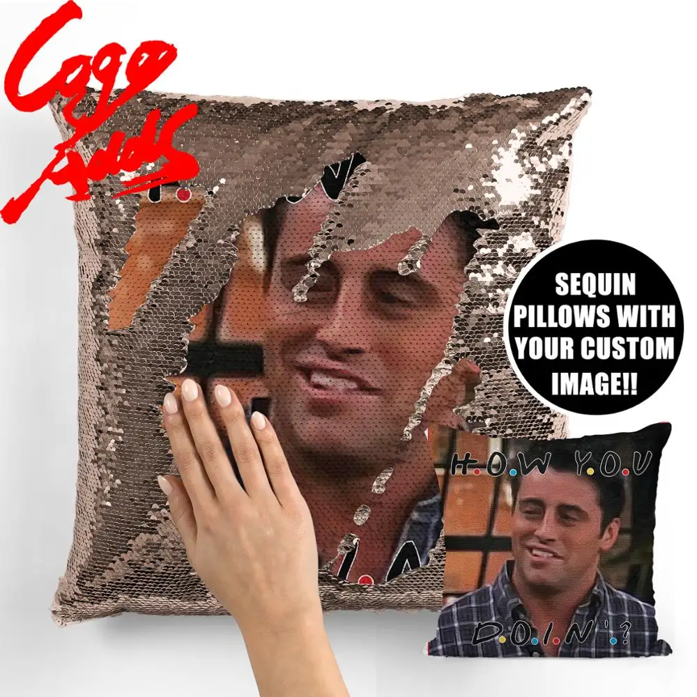 Подушка с пайетками Friends How You Doing | Наволочка двухцветная подушка подарок для нее