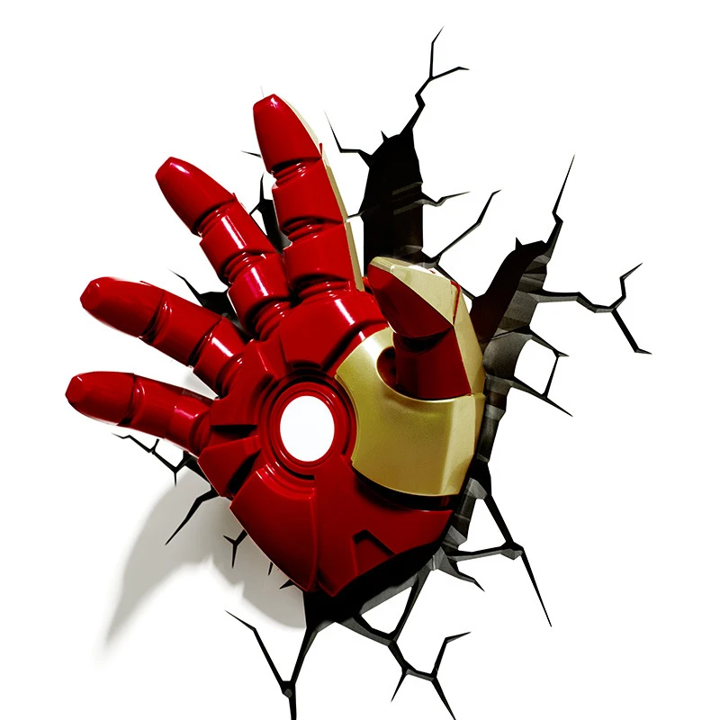 Iron man hand Marvel Мстители Капитан Америка Железный человек светодиодный прикроватный спальня гостиная 3D креативный настенный светильник украшенный ночник - Испускаемый цвет: Iron man hand