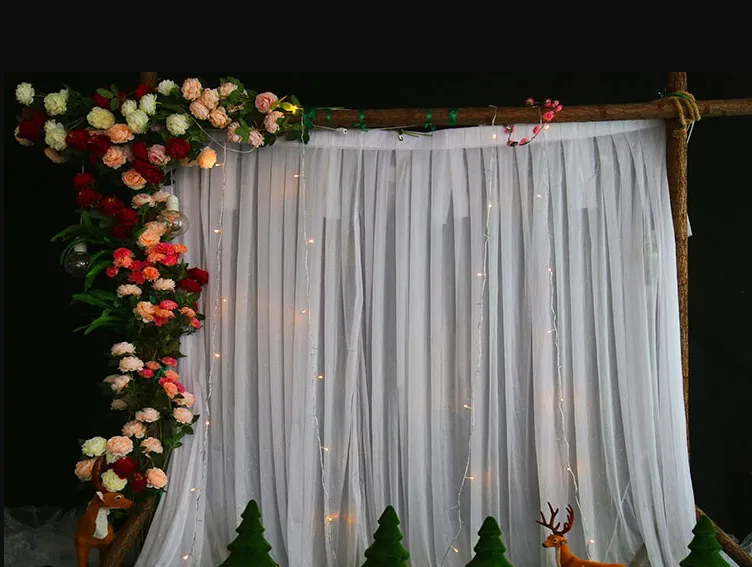3X3M bright dream gauze wedding backdrop background for Baby shower white curtains christmas event banquet | Дом и сад