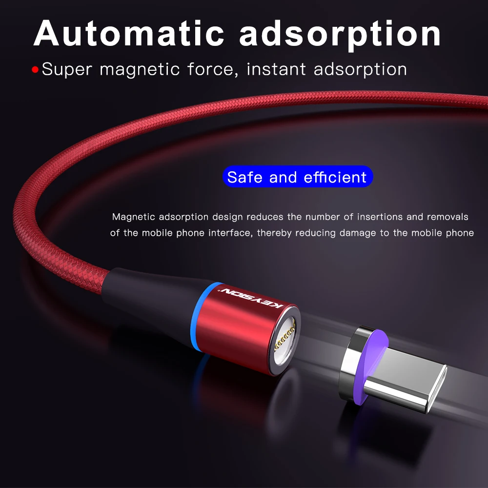 Магнитный кабель KEYSION 5A для iPhone Type-C магнитное зарядное устройство Micro USB C зарядки