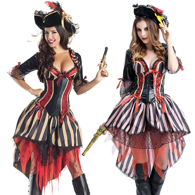 

New Pirate Body Shaper Adult Costume Halloween Fantasia Fancy party Dress