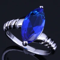sparkly marquise blue cubic zirconia 925 sterling silver ring v0673