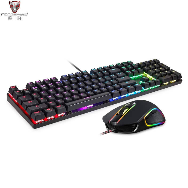 Motospeed CK888 игровая Проводная клавиатура с USB RGB подсветкой механическая мышь комбо