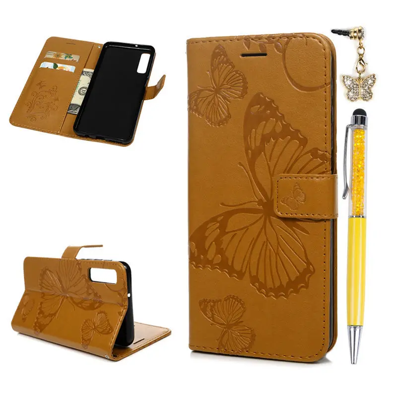 Wallet Leather Flip Phone Cases For Samsung Galaxy A7 2018 Cover Capa Coque Butterfly Pattern Card Holder | Мобильные телефоны и