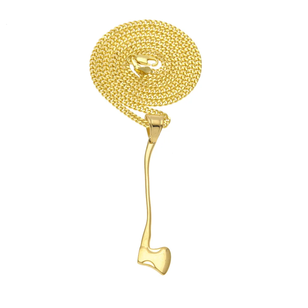 Нержавеющая сталь хип-хоп золотой цвет новинка подвеска в виде топора ожерелье