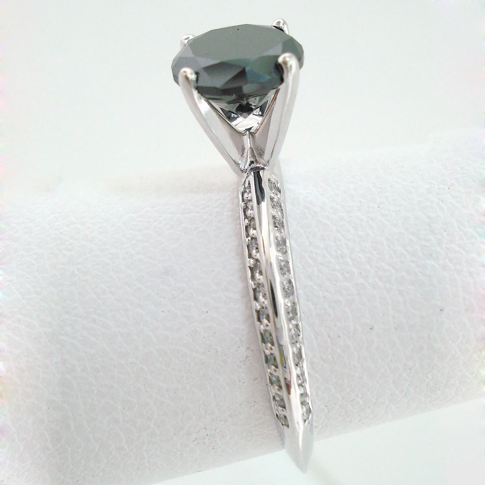 Кольцо обручальное женское круглое из муассанита с бриллиантом 3 карата 9 мм 14