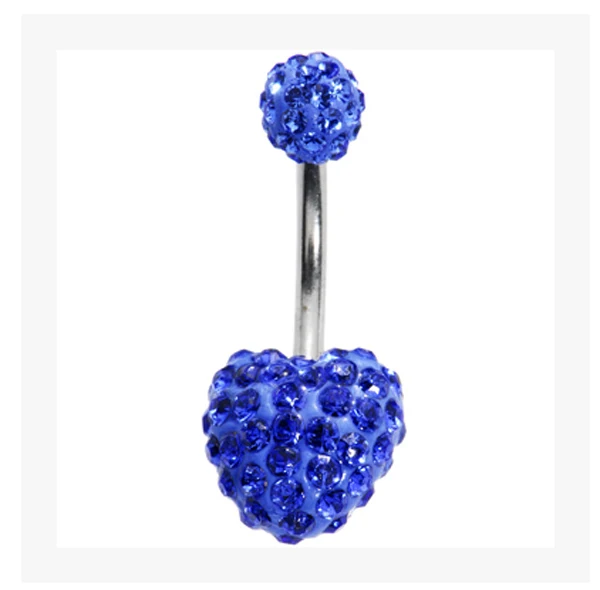 6pc 316 surgical steel heart belly ring shamballa love navel body jewelry |