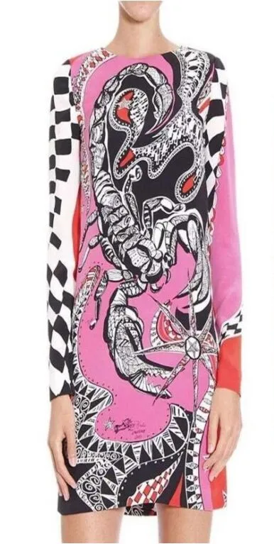 Spring New Arrival Elastic Dress Ladies' Elegant Geometric Print Long Sleeves Plus size XXL Stretch Day | Женская одежда