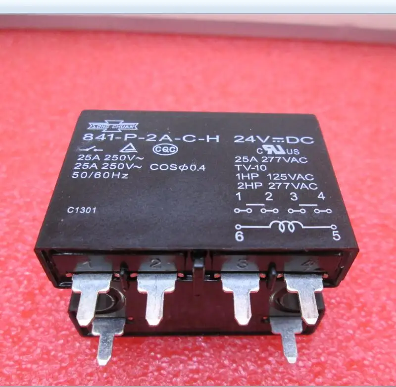 

Реле 841-P-2A-C-H-24VDC 841-P-2A-C-H 24VDC 841-P-2A 841P2A-H 24VDC DC24V 24V 25A 250V 277VAC 6PIN