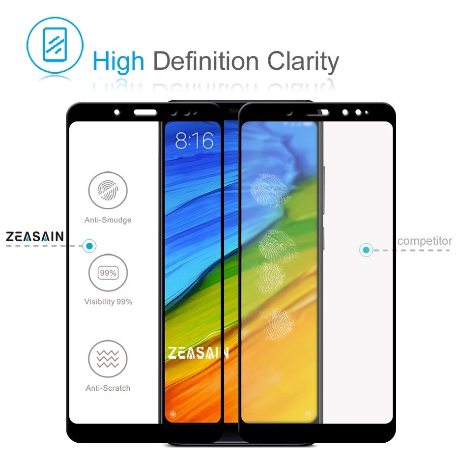 Оригинальное закаленное стекло ZEASAIN 9H для Xiaomi Redmi Note 5 Pro Xiomi Redmi Note5 Pro защита экрана 0,3 мм пленка из закаленного стекла