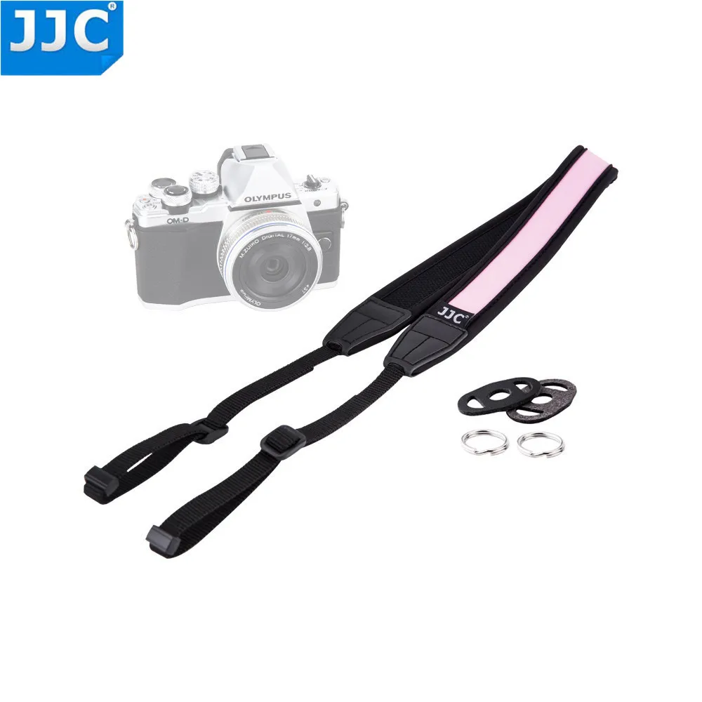 Pink JJC Mirrorless Camera Shoulder Neoprene 124cm Length DSLR Sling Belt Ring ang Lug Protector Colourful Adjustable Neck Strap For - Цвет: Pink