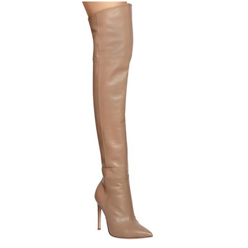 

WETKISS Over The Knee Women Boots Big Size 43 Sexy PU Footwear warm Short Plush boots Winter High Heels Lady Shoes 2018