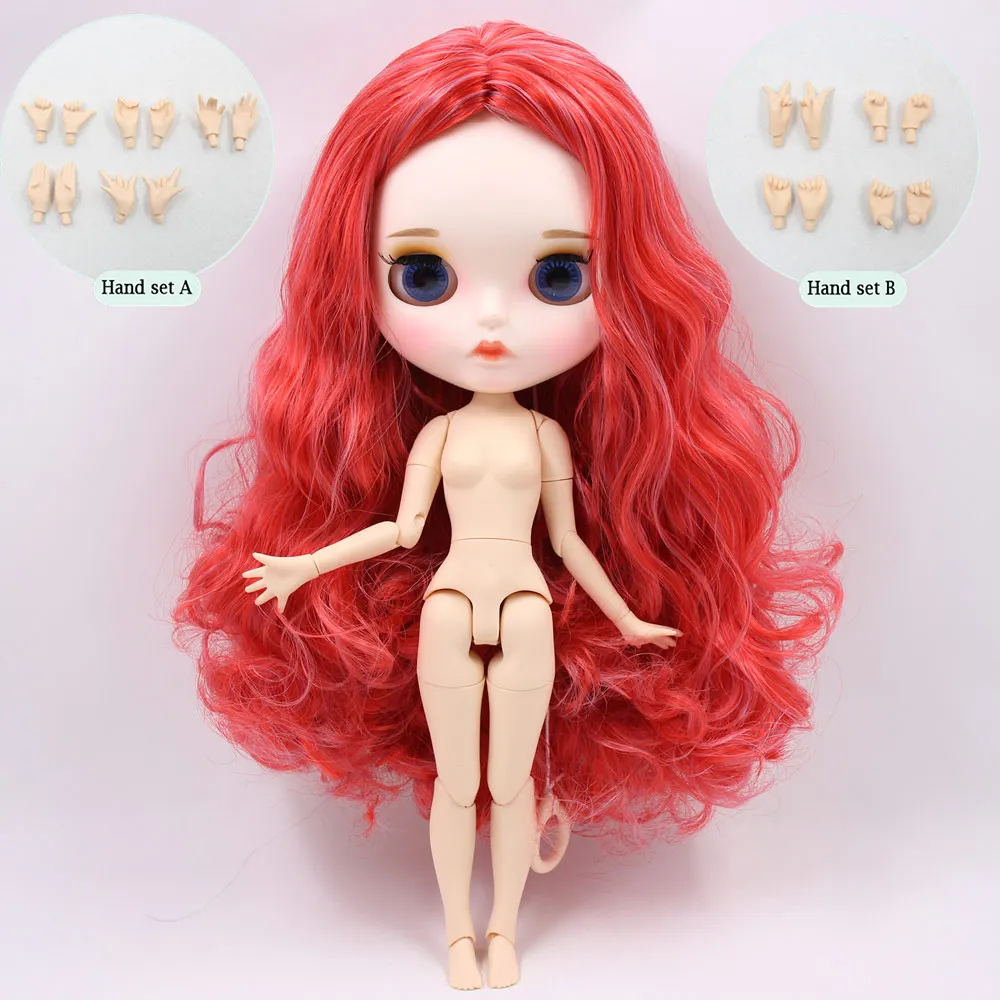 ICY Nude Blyth изготовленная на заказ кукла No. BL1063/1061 красные смешанные волосы 1/6 bjd, pullip, licca, jerryberry - Цвет: B doll with hand AB
