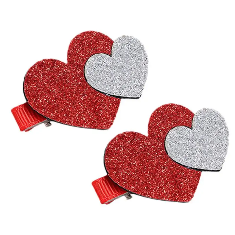 2Pcs Baby Girls Toddler Infant Kids Heart Pattern Hairpin Hair Clip Accessories Girls Flower Popular Fashion Cute Wholesale#YY - Цвет: Red