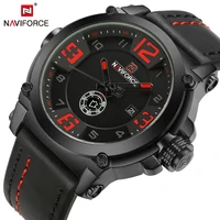 naviforce men sports watches luxury military quartz watch leather strap mens waterproof wristwatch male clock relogio masculino
