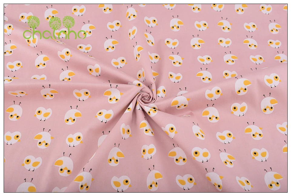 Chainho, 8 шт./лот, маленький розовый мультфильм, саржевая хлопковая ткань с принтом, Лоскутная Одежда для шитья и стеганого шитья для детей