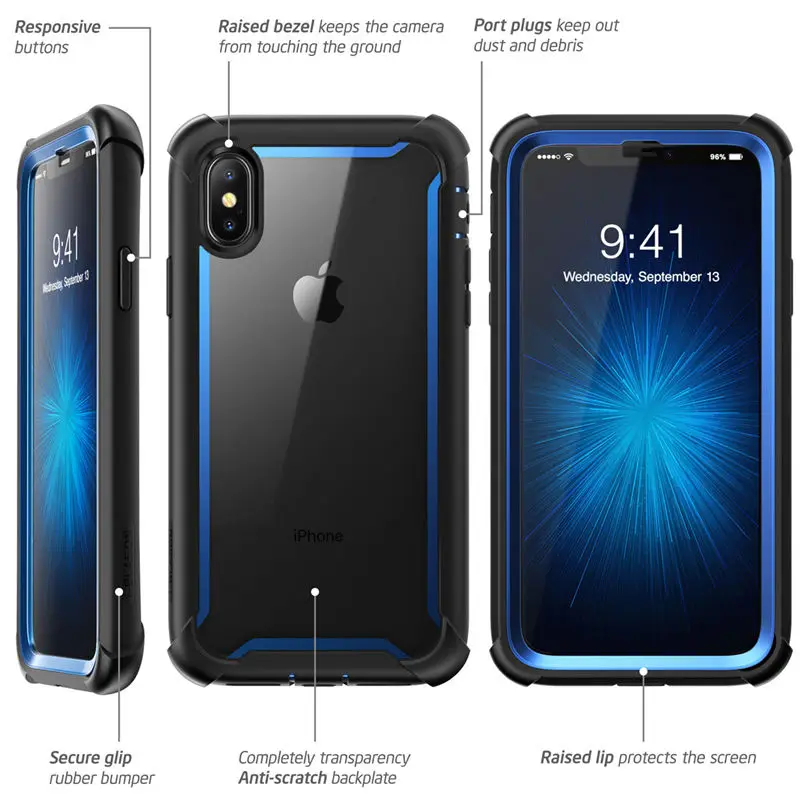for iphone x xs case 5 8 inch original i blason ares series full body rugged clear bumper case with built in screen protector free global shipping