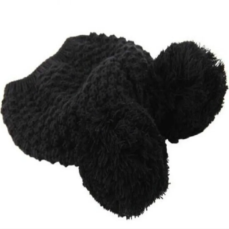 Который в душ Леди Черный вязания шапочки Skullies толстый кот уха мультфильм милые