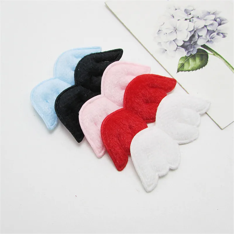 

50pcs/lot 5cmx2.2cm Felt Angel wing Padded Appliques for DIY Clothes Sewing Supplies DIY Hair Bow Decoration