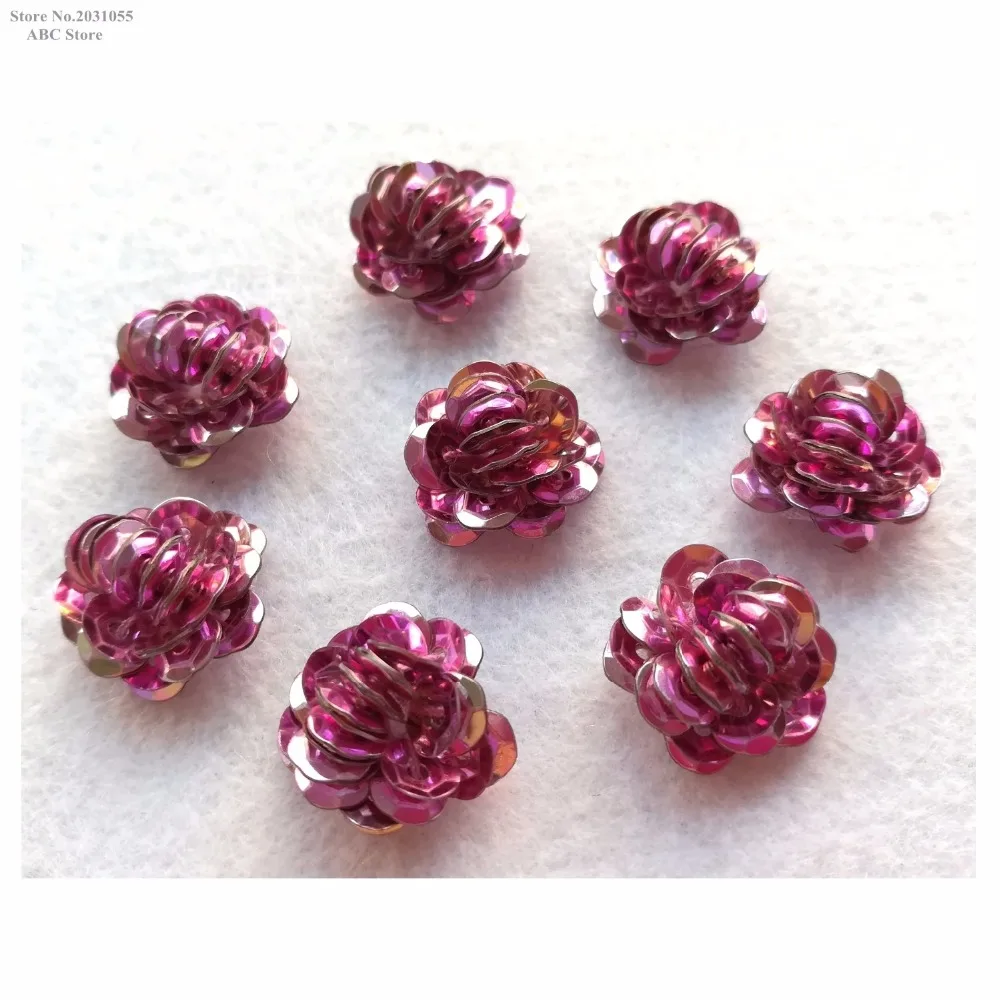 Новый 3D Розовый Mauve Блестящий Мягкий расшитый бисером цветок аппликации шитье