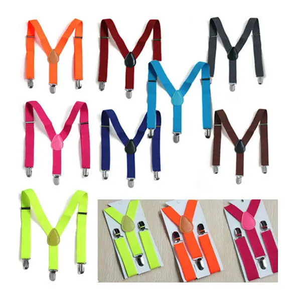 Детские эластичные подтяжки Y образной формы с регулируемыми лямками 8 цветов