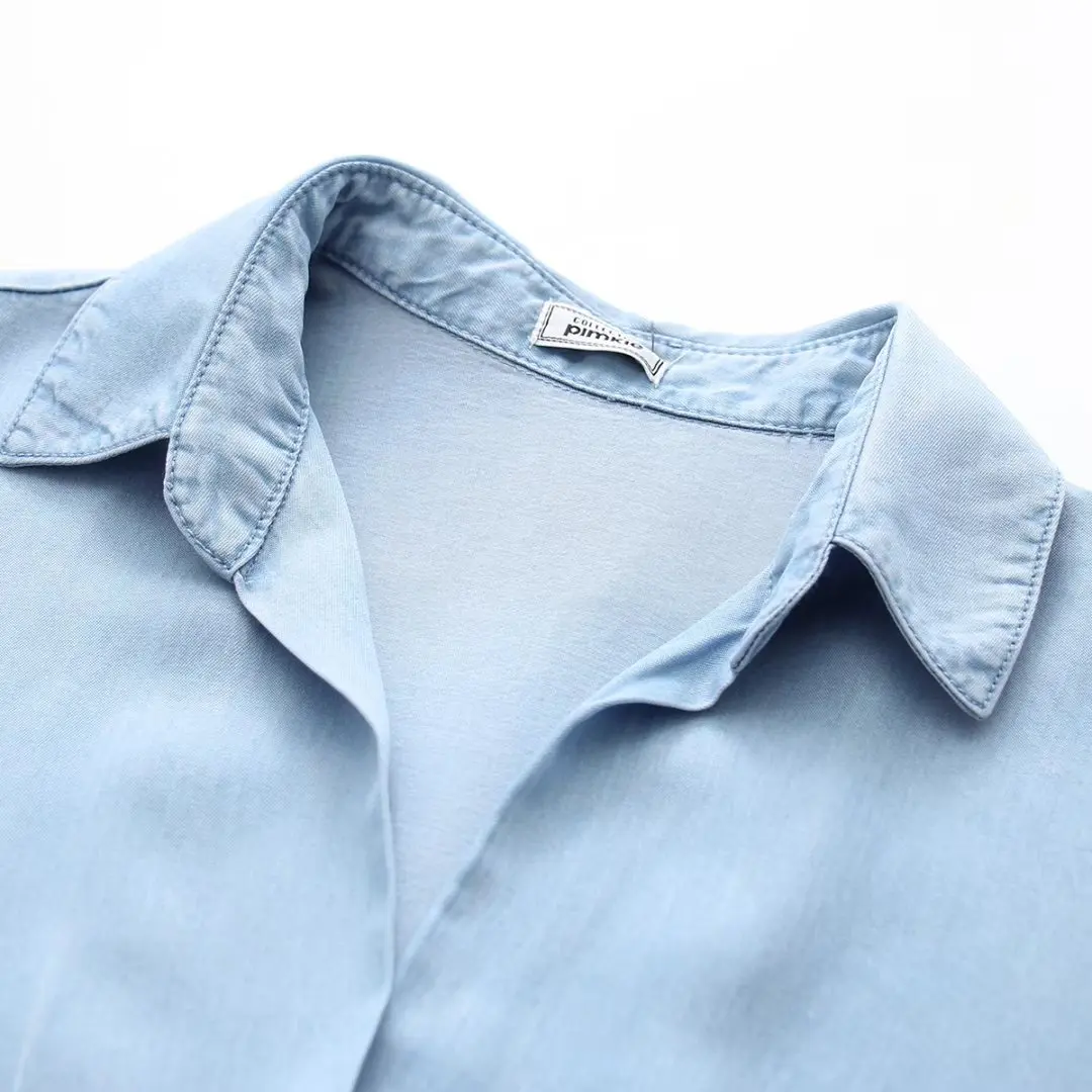 Женская джинсовая рубашка шикарные джинсы Blusas Mujer мягкая шелковая рубашка с длинными рукавами негабаритных модные блузки Blusa Feminina женские топы