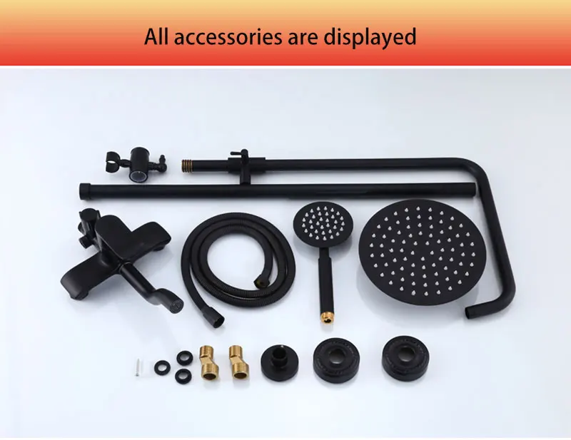 

Bathroom Black Shower Set Wall Mounted Rainfall Shower Mixer Tap Faucet 3-functions Mixer Valve with Hand shower free shipping