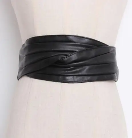 black Женские Подиумные модные пояса из искусственной кожи женские платья Корсеты Пояс Ремни украшения широкий пояс R096 - Цвет: black