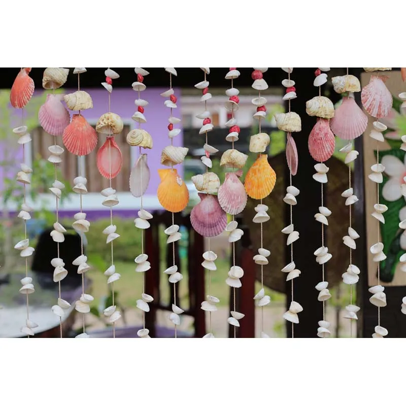 7x5ft Seaside Shell Strings Seamless Washable One Piece wrinkle Free Banner Photo Studio Background Backdrop Polyester Fabric |