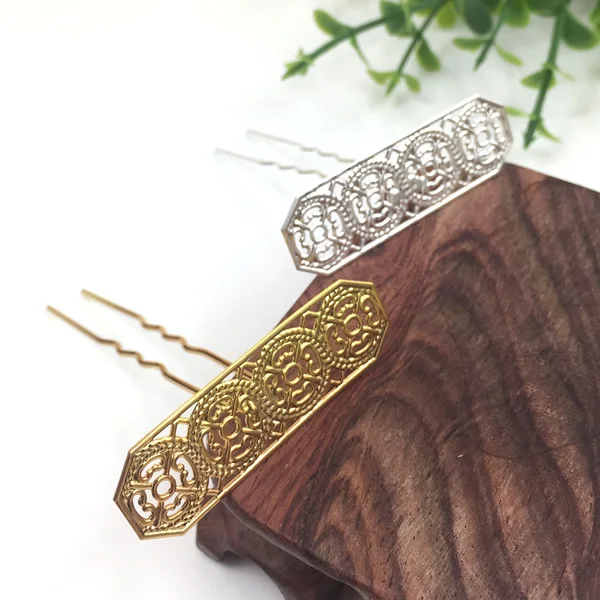 65mmm заколка для волос Kanzashi филигранная прямоугольная Цветочная основа заготовки