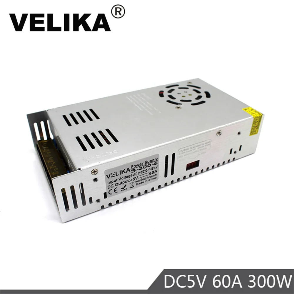 5V источник питания DC 60A 300w светодиодный трансформатор драйвера AC110V 220V к DC5V