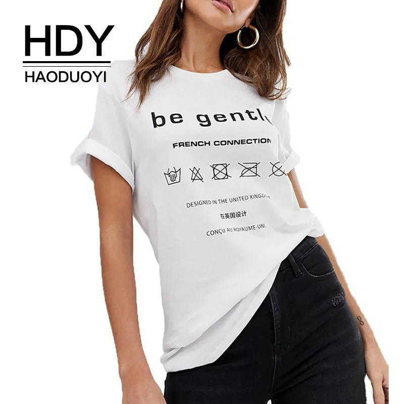 Женская Повседневная футболка HDY Haoduoyi простая с надписью 2019 | одежда