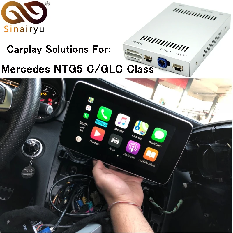 Aftermarket Mercedes NTG5 C Класс W205 GLC W253 Смарт OEM Apple Carplay Android Авто зеркальное зеркало коробка