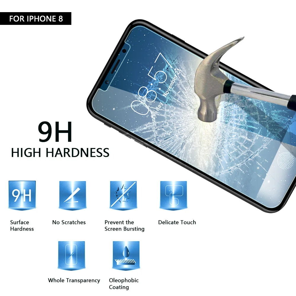 CAMDEMS 500 шт. 9H 2.5D нормальное закаленное стекло Защита экрана для iPhone 12pro max 11 xs x xr 8plus