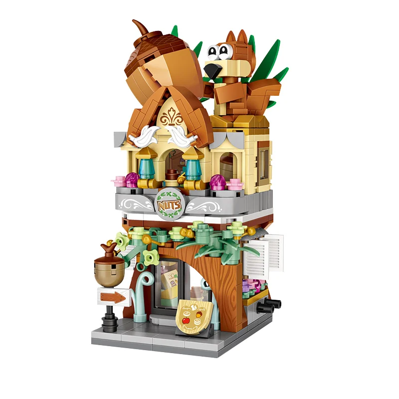 LOZ Mini 485pcs кирпичики город Street орех конфета Game ToyRoom розничный магазин 3D