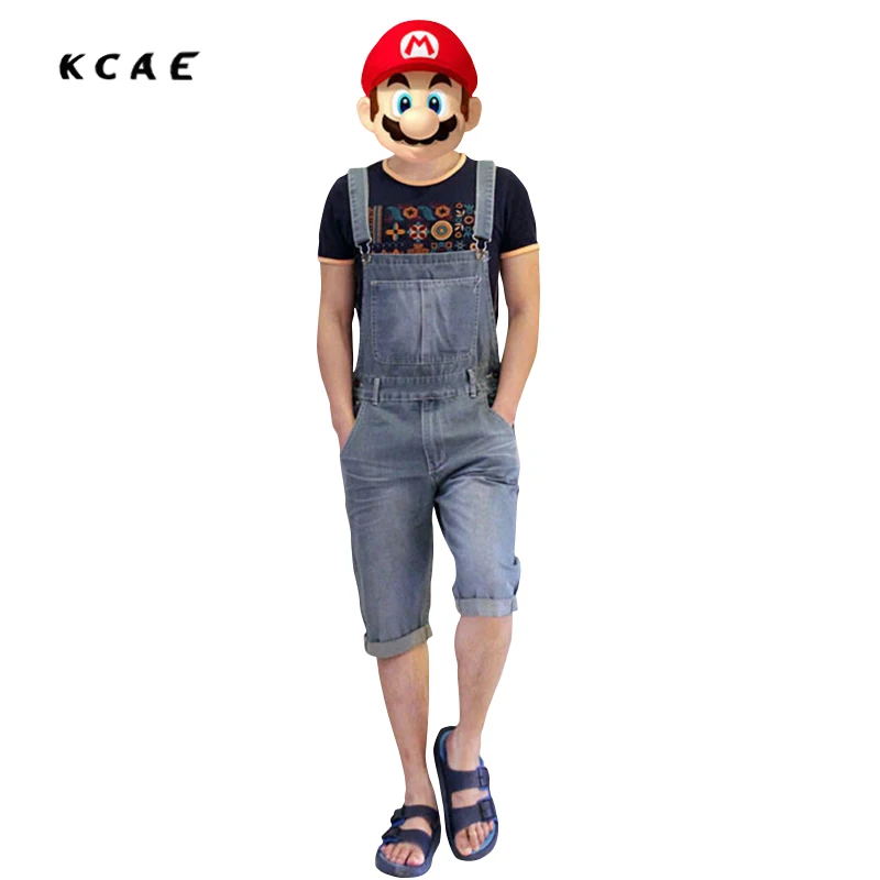 2017 летние мужские джинсовые шорты комбинезоны винтажный потертый джинсовый