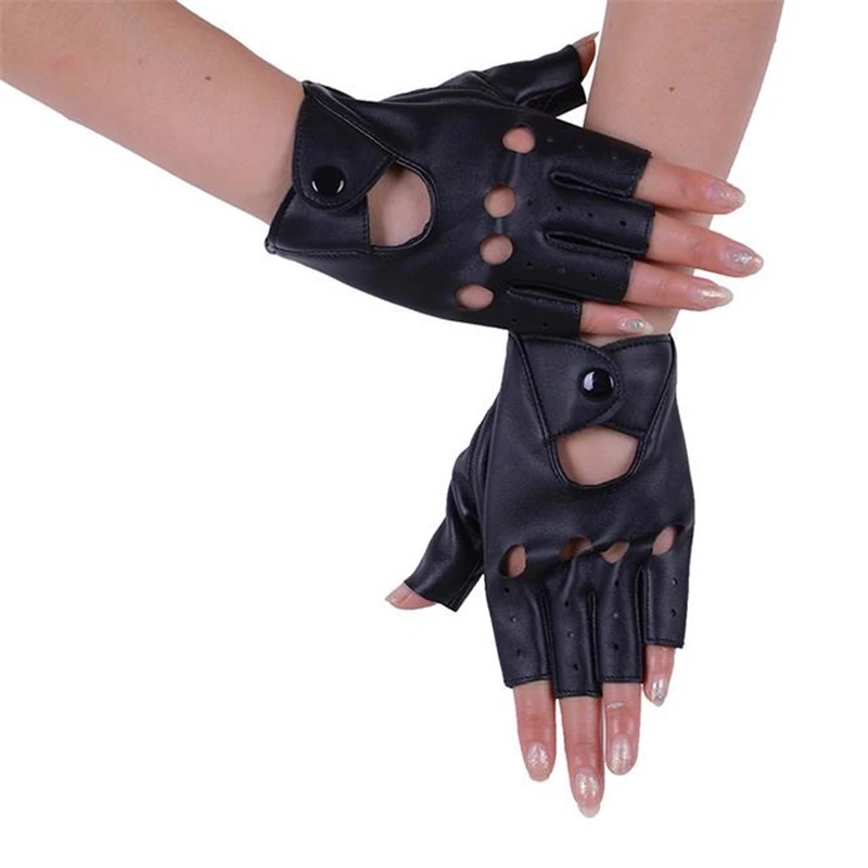 Fashion PU Half Finger Driving Show Women Gloves Fingerless For Black LC121 | Аксессуары для одежды