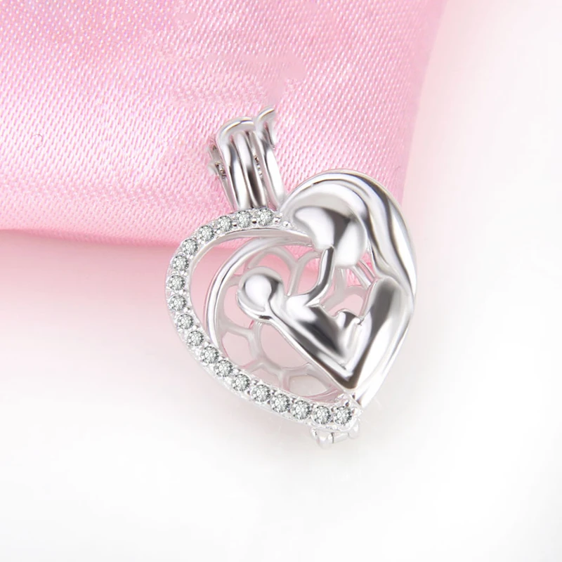 CLUCI 925 серебро подвеска в форме сердца мать держит Подвеска для детей для женщин Роскошные ювелирные изделия подарок пожелание медальон из жемчуга