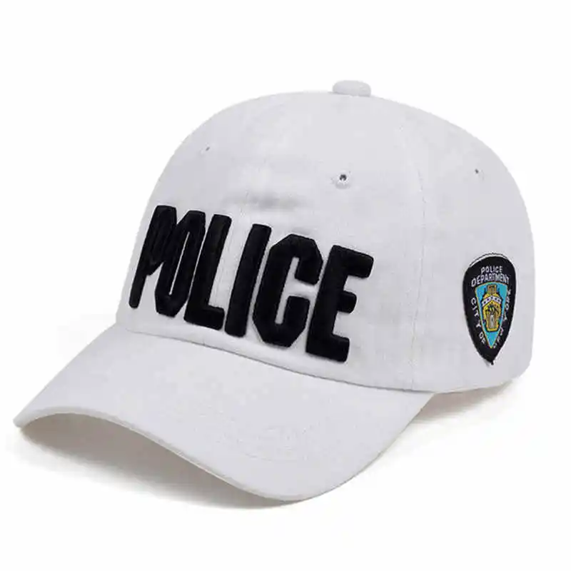 White 2019NEW Фирменная Новинка Мода письмо полиции для мужчин кепки s повседневное хлопок бейсбол для женщин летние Snapback шляпы высокого качества Bone - Color: White