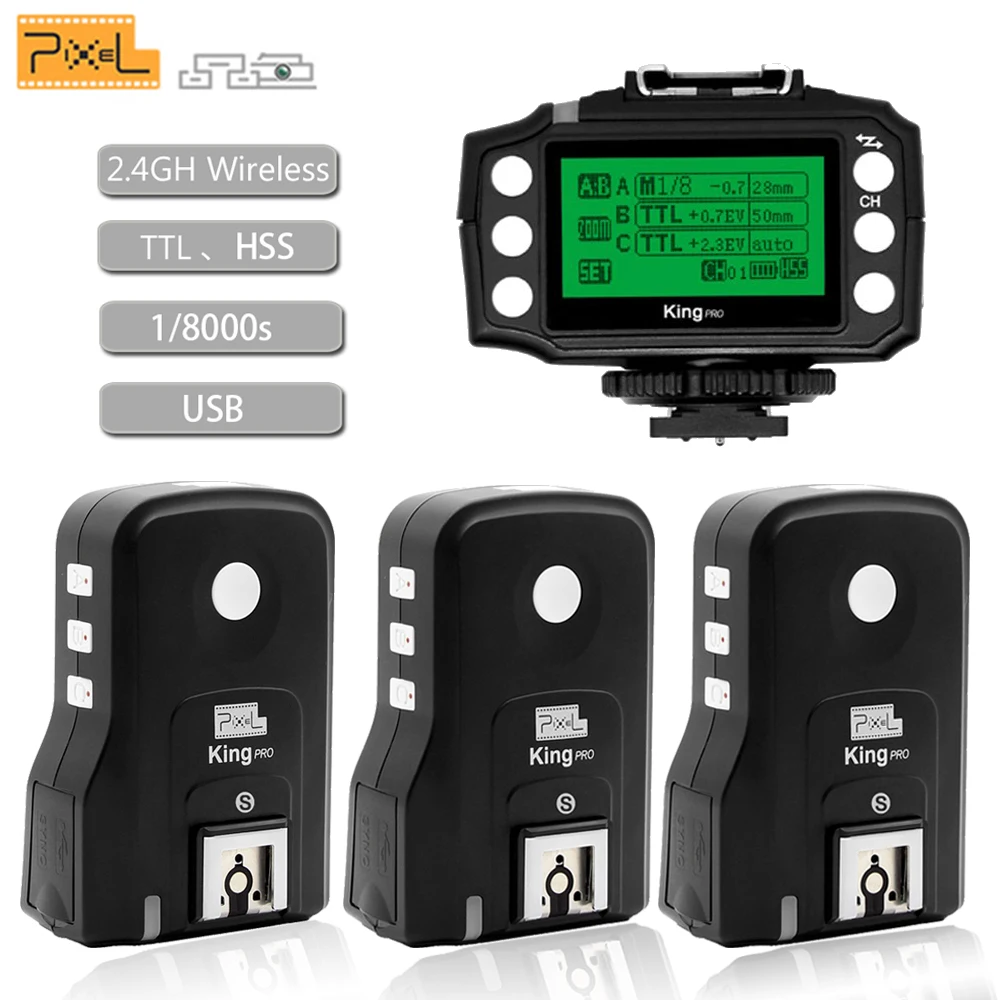 Pixel KING PRO Беспроводной TTL триггер для вспышки 1/8000S ЖК экран Sony Mi Shoe DSLR камер A7 A7R A7RII