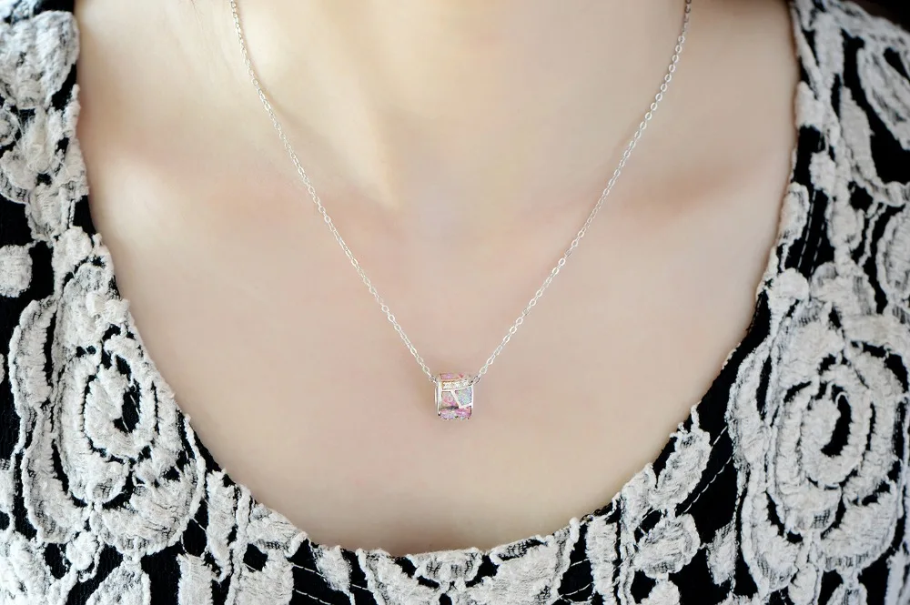 Женское Ожерелье с опалом DORMITH подвеска из настоящего серебра 925 пробы