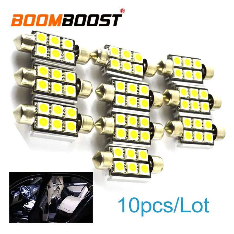

10 pcs 6SMD 36mm 5050 Festoon COB led Car License Plate Light Auto housing Interior Dome lamps Reading Lights white