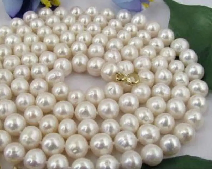 

Beautiful 9-10 MM NATURAL GENUINE WHITE PEARL NECKLACE 35INCH 50"