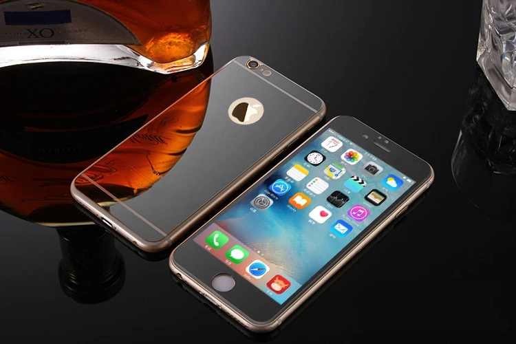 Для iphone 4 4s 5 5S SE 6 6S 7 8 2 шт./лот передняя+ задняя защита экрана красочное зеркало полное Гальваническое Закаленное стекло пленка