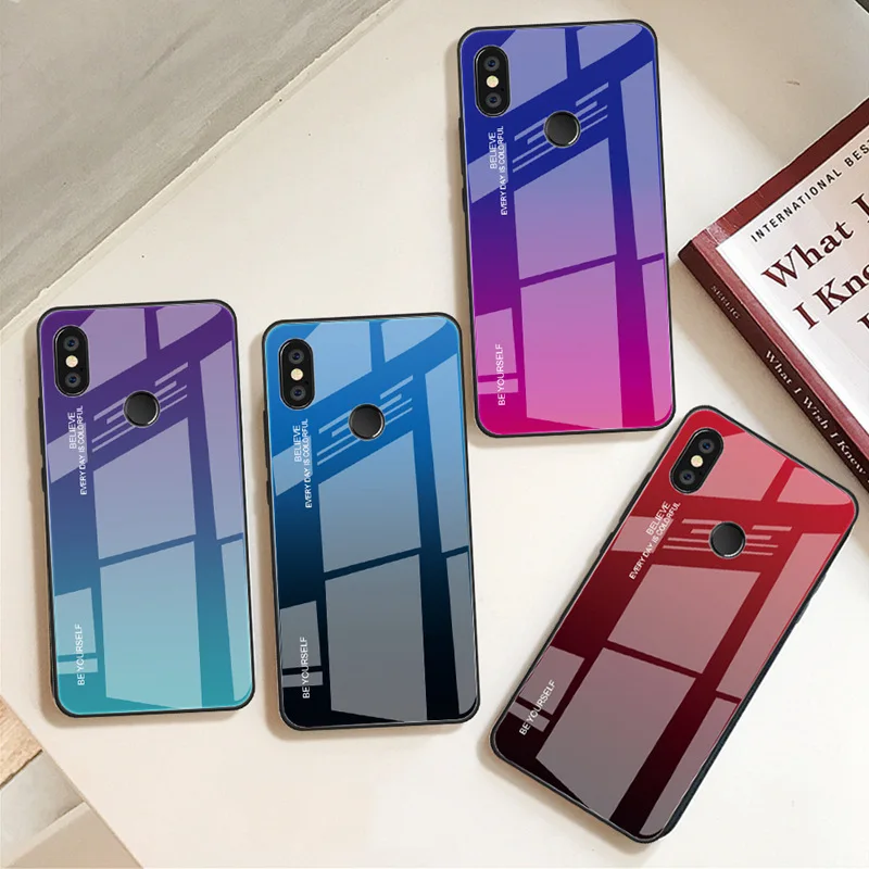 Для Redmi 5 6 PRO Note5 Pro градиентный стеклянный чехол для телефона с защитой от падения