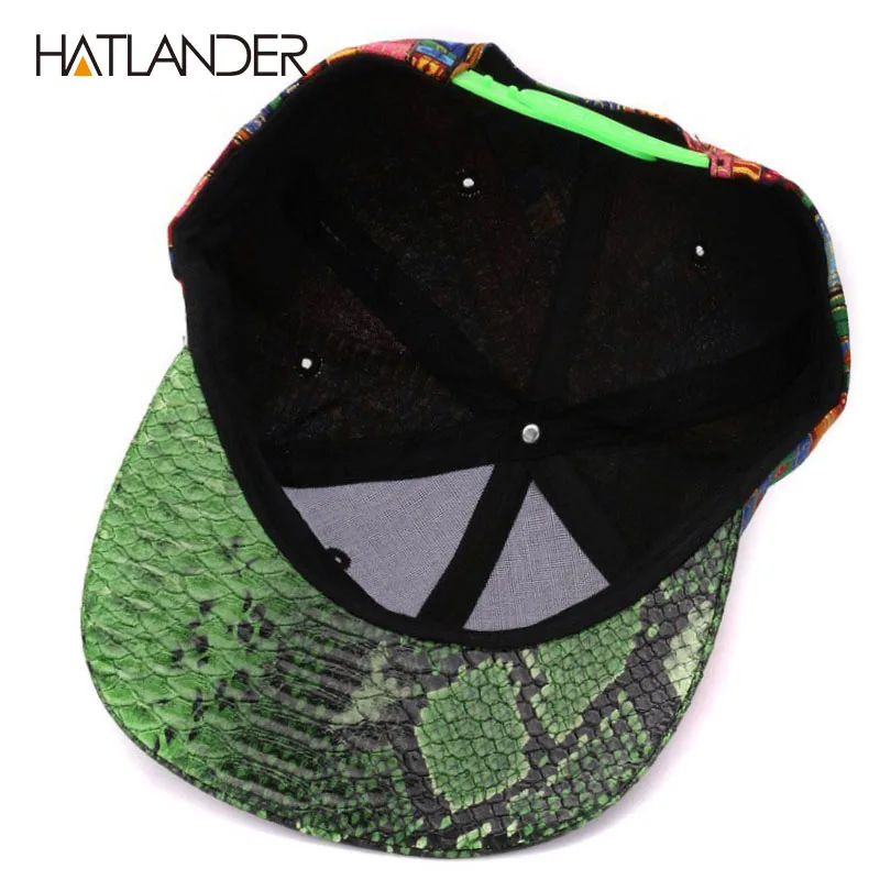 HATLANDER,, кожа, змеиная кожа, бейсболки с плоским козырьком, спортивные кепки, casquette, уличная хип-хоп кепка для мужчин и женщин