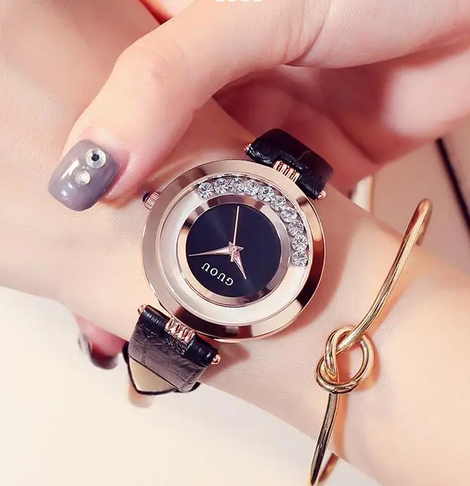 Женские Часы GUOU модные блестящие женские часы со стразами relogio feminino relojes para mujer |