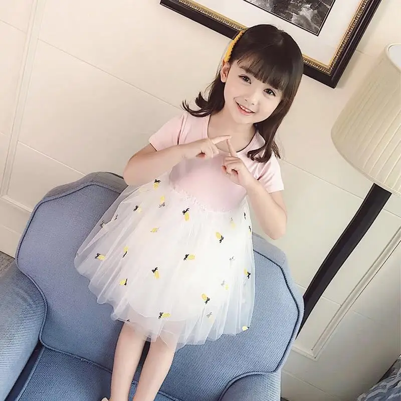 Disney/летнее платье-пачка для девочек Платья детей с фруктами Vestidos Платье