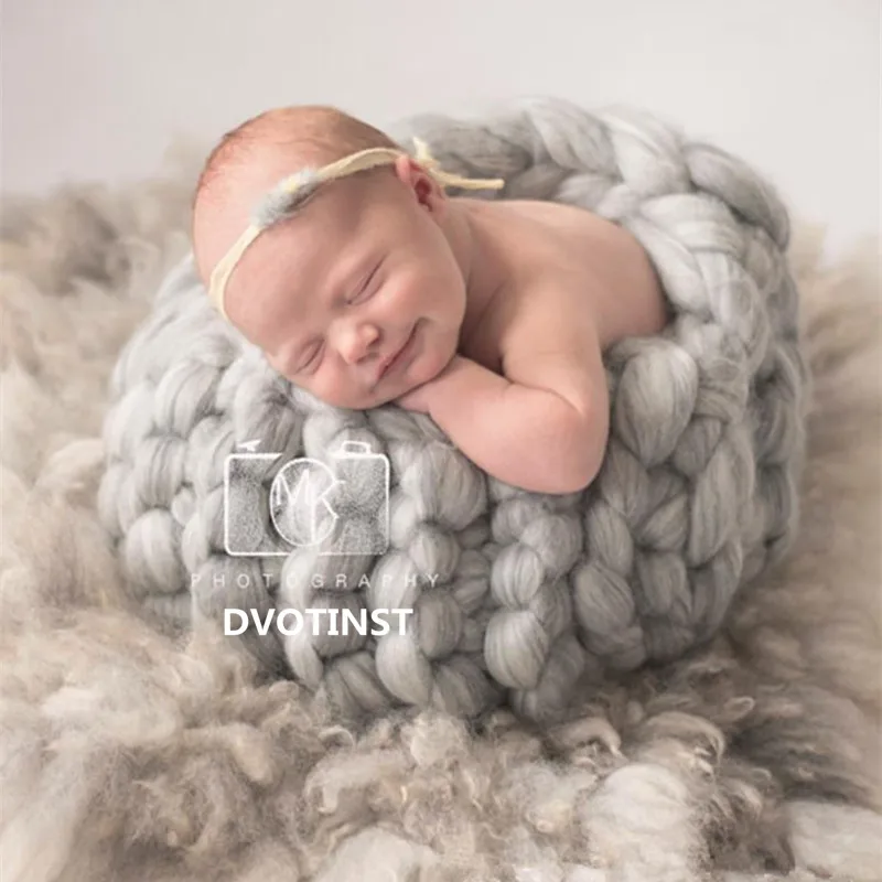 Dvotinst Newborn Baby Photography Props Crochet Knit Wool Eggshell Basket Filler Fotografia Accessories Studio Shooting | Детская одежда