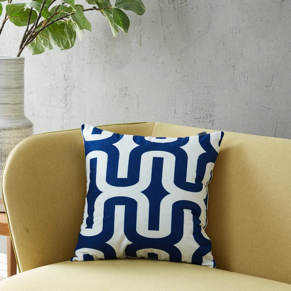 YokiSTG Geometric Decorative Cushion Covers Microfiber Throw Pillow Cases For Sofa Seat Office Chair 45x45 NavyBlue |